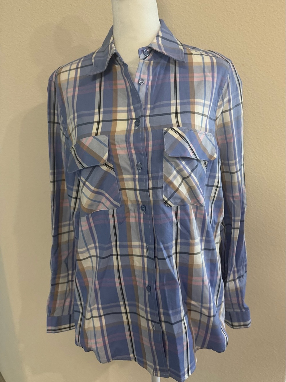 Light Blue Plaid Button-Up Shirt - Classic Men's Shirt